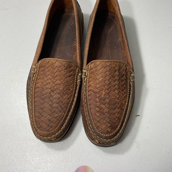 Johnston & Murphy Tan Woven Leather Loafers Size 9.5M SB-20